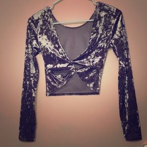 Long sleeve Charlotte Russe velvet crop top